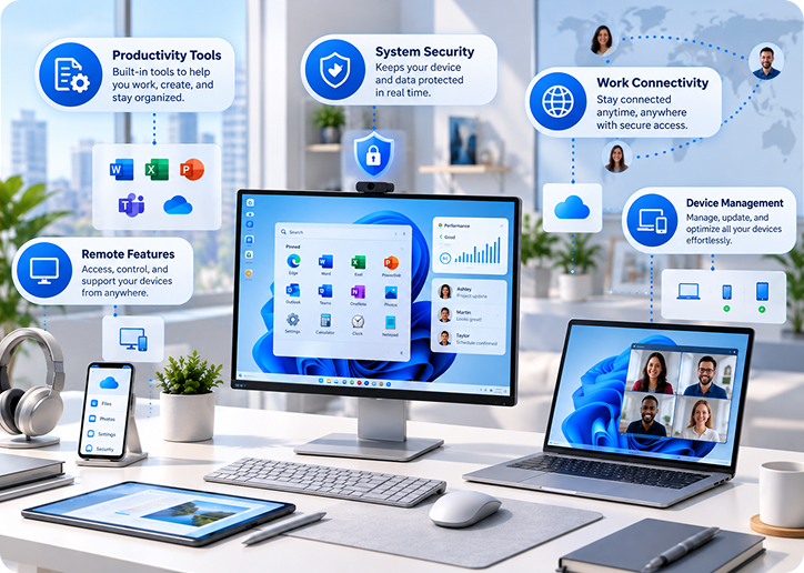 A laptop and phone protected with Norton security, with malware defense, private browsing, login security, device coverage, and file protection
